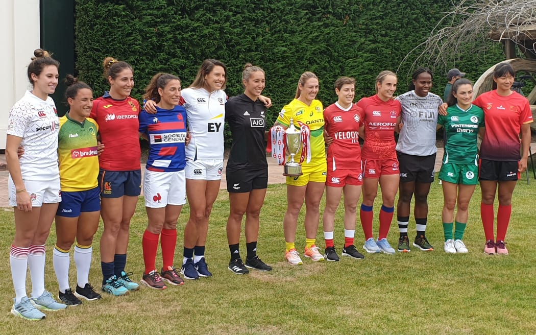 Women captains of the teams playing the World Rugby Sevens in Hamilton