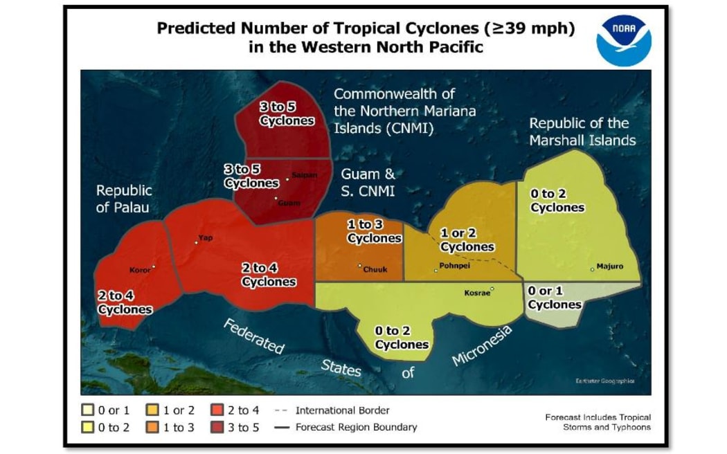 NOAA’s western North Pacific Tropical Cyclone (TC) Outlook for the remainder of 2025.