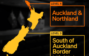 A map showing split alert levels when Auckland and Northland continue in level 4 from Tuesday.