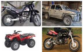 Police are seeking sightings of a Honda 50cc motocross bike, a black Suzuki 200cc trojan, Honda XR 200cc (not pictured), Honda 2008 Four Trax Quad and any historical sightings of a bronze coloured Toyota Hilux ute in connection with Tom Phillips.