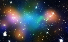 The core of the merging galaxy cluster Abell 520, formed from a violent collision of massive galaxy clusters.