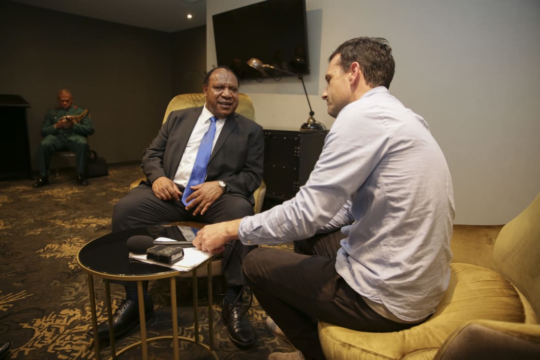 PNG Minister for Foreign Affairs and Immigration, Rimbink Pato & RNZ Pacific's Johnny Blades