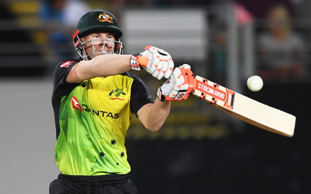 David Warner batting.