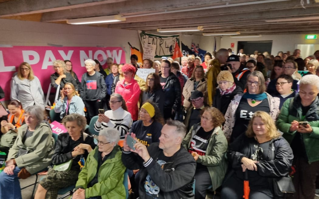 Protesters gather at demonstrations against controversial pay equity law changes in Auckland