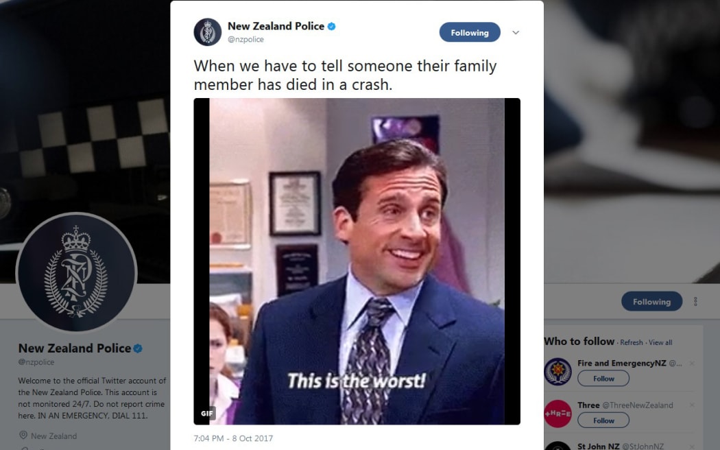 The tweet, sent after a weekend of road crashes that killed nine people, was swiftly deleted