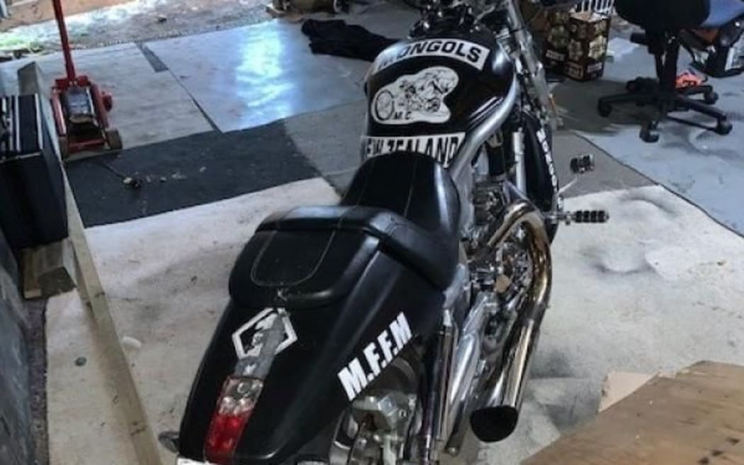 A motorbike recovered by Police during the arrests of Mongols gang members in Bay of Plenty.