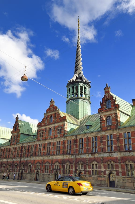 Denmark, Zealand, Copenhagen, Slotsholmen district, old stock exchange (Børsen) built in 1619 (Photo by RIEGER Bertrand / hemis.fr / hemis.fr / Hemis via AFP)