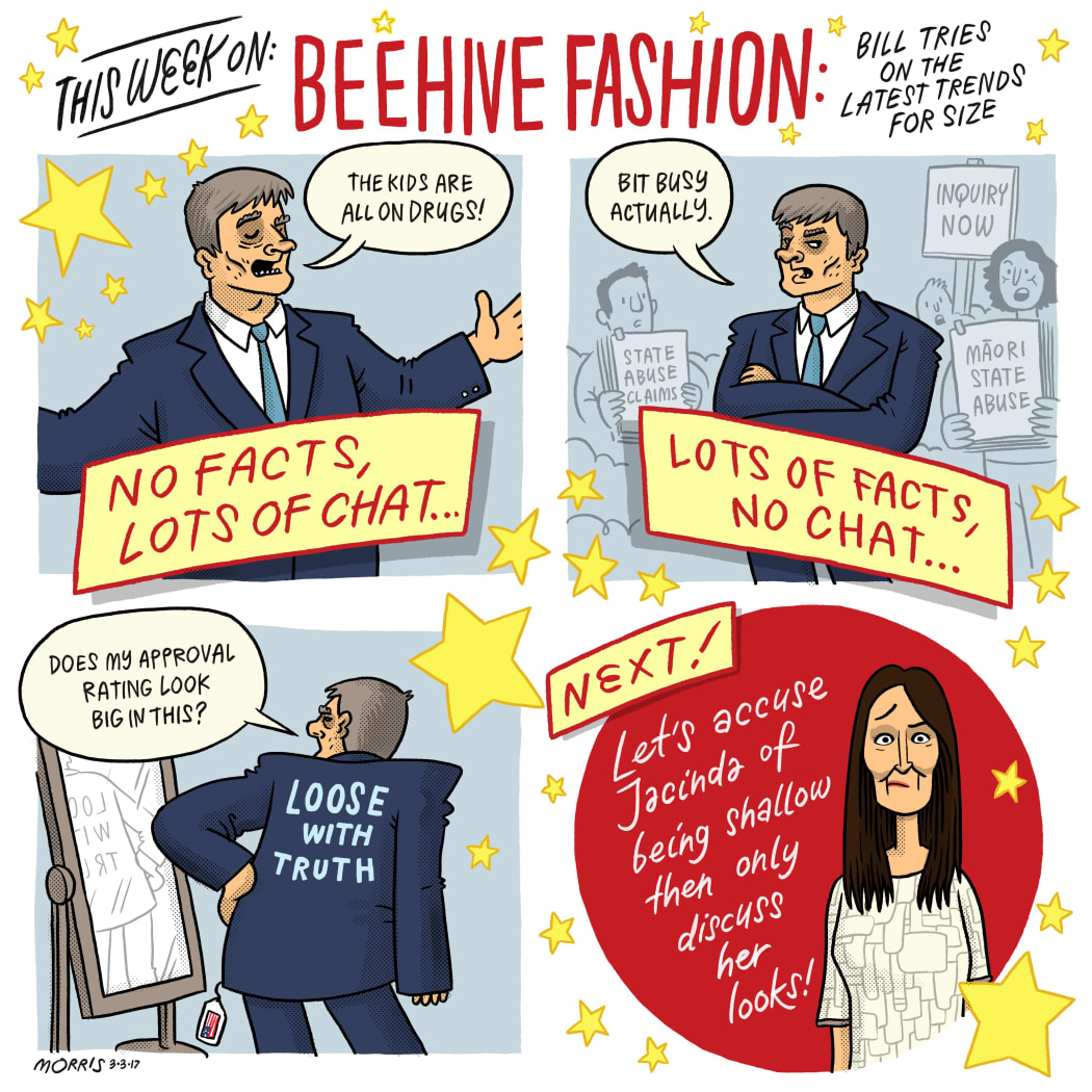 Toby Morris cartoon, Bill English, Jacinda Ardern