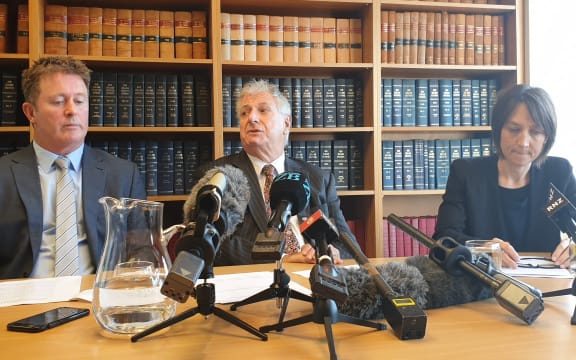 The lawyers for the Afghan villagers (from left) Richard McLeod, Rodney Harrison QC and Deborah Manning.