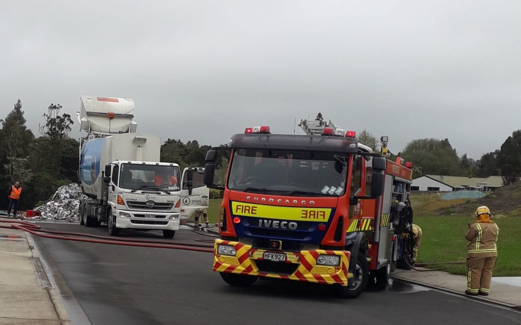 Recycling truck fire in Warkworth, Auckland