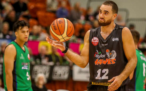 Hawks Ethan Rusbatch. Taylor Hawks v Supercity Rangers, Sal's NBL, National Basketball League, PG Arena, Napier, New Zealand. Saturday, 13 April, 2019. Copyright photo: John Cowpland / www.photosport.nz