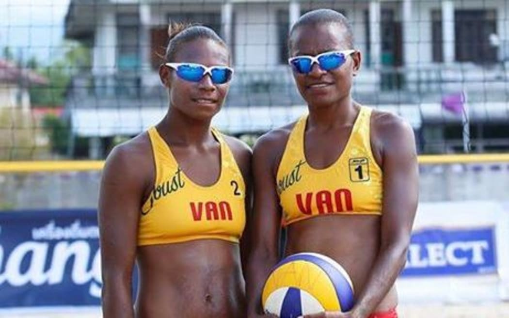 Vanuatu beach volleyball pairing Miller Pata and Linline Mansale.