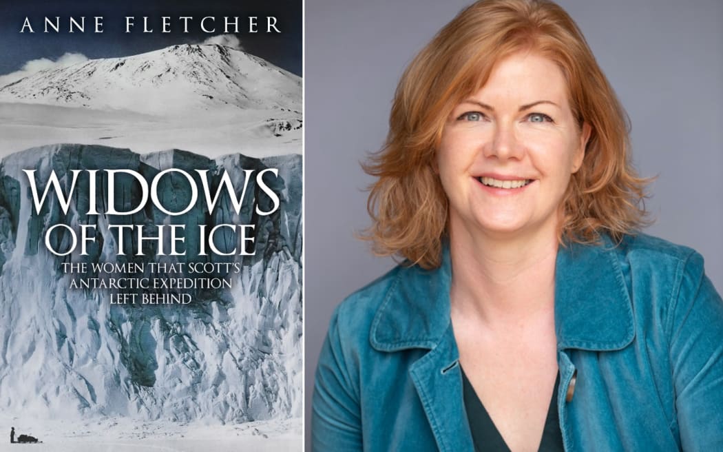 Anne Fletcher and the cover of her book Widows of The Ice