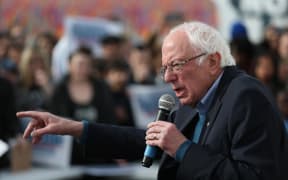 Democratic presidential candidate Sen. Bernie Sanders at a campaign field office on February 02, 2020 in Cedar Rapids, Iowa.