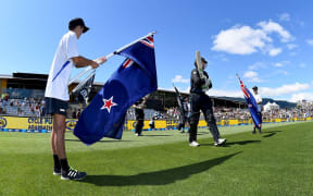 Black Caps batsman Martin Guptill walks out to bat during the Nelson match against Sri Lanka at Saxton Oval, Thursday 31 December 2015. Copyright Photo: Chris Symes / www.photosport.nz