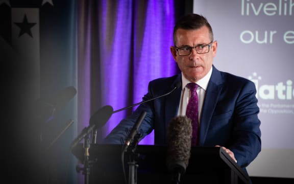 Michael Woodhouse at the Bring Back Business presser