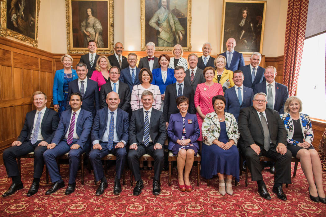 Prime Minister Bill English's new government, following the official appointments at Government House in Wellington on 20 December 2016.