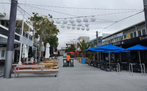 Wharf Street has been made into a pedestrian mall but was empty when our reporter visited.