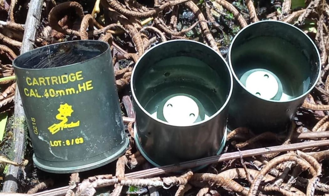 Spent grenade launcher cartridges identified in Ilaga District following Indonesian military attacks against West Papua Liberation Army strongholds, May 2021.
