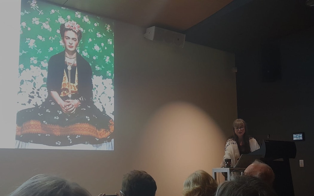 Diana Albarran Gonzalez at Auckland Art Gallery's lecture series on the Frida Kahlo and Diego Riviera exhibition