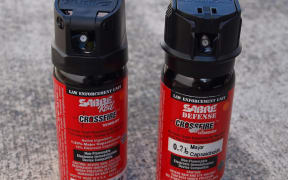 The Sabre Red spray (left) is six times more concentrated than the Sabre Defence spray.