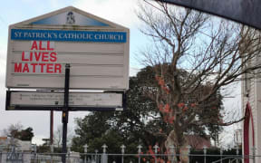 All Lives Matter sign outside St Patrick's Church in Masterton
