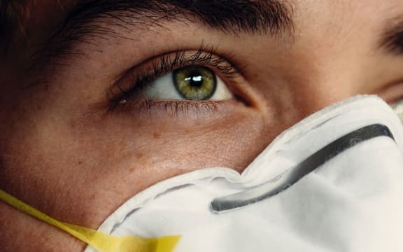 woman in N95 mask
