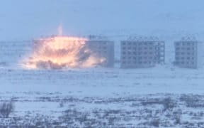 This handout video grab released by the Russian Defence Ministry on February 19, 2022, shows Russian Aerospace Forces fire Kinzhal hypersonic nuclear-capable air-launched ballistic missiles during the strategic deterrence force drills directed by Russian President Vladimir Putin, in Russia.