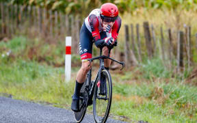 Finn Fisher-Black of UAE Team Emirates riding the National Time Trial Championships, 2022