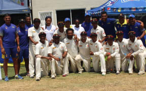 Papua New Guinea celebrate their Intercontinental Cup win against Namibia.