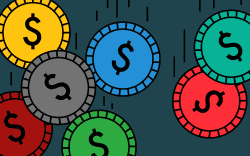 Falling coins of different political party colours.