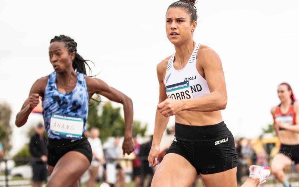 Zoe Hobbs running an Oceania 100m record of 11.08 at the 2022 World Championships in Oregon.