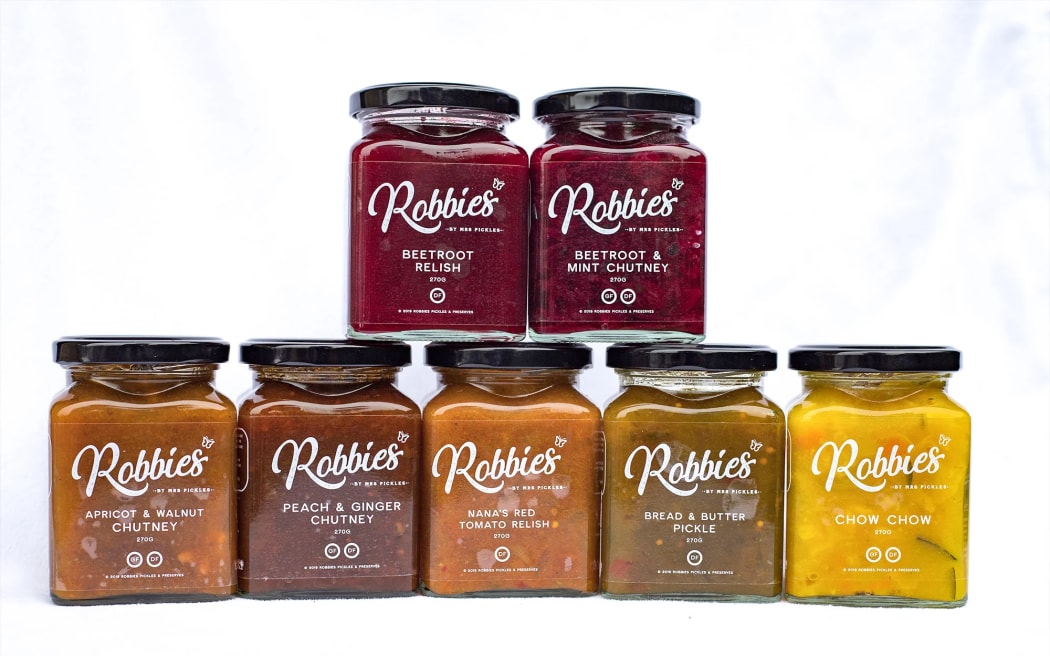 Some of the relishes made by the Gore company Robbies by Mrs Pickles.