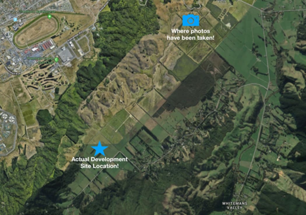 The developers say the actual location of the development is a few kilometres away from the area the environmentalists photographed.