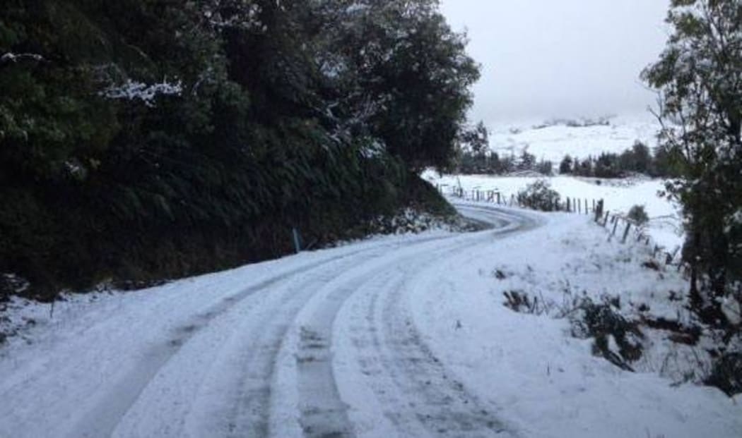 Snow on the outskirts of Gisborne, last night.