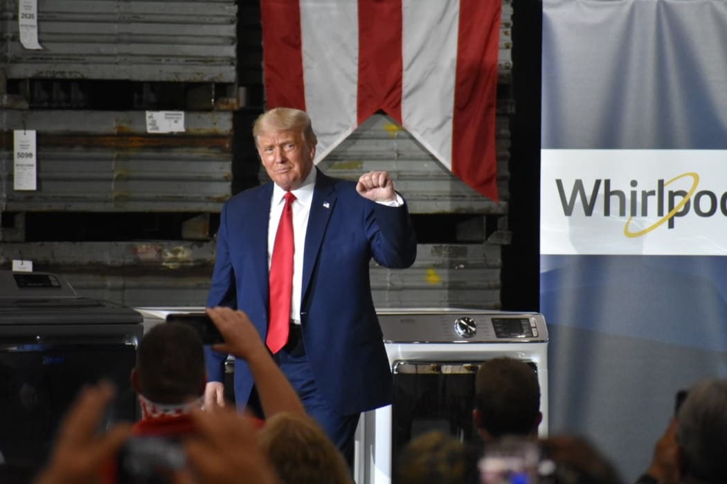 OHIO, USA - AUGUST 06 : U.S. President Donald Trump delivers remarks at Whirlpool Corporation Manufacturing Plant in Clyde, Ohio, United States on August 06, 2020.