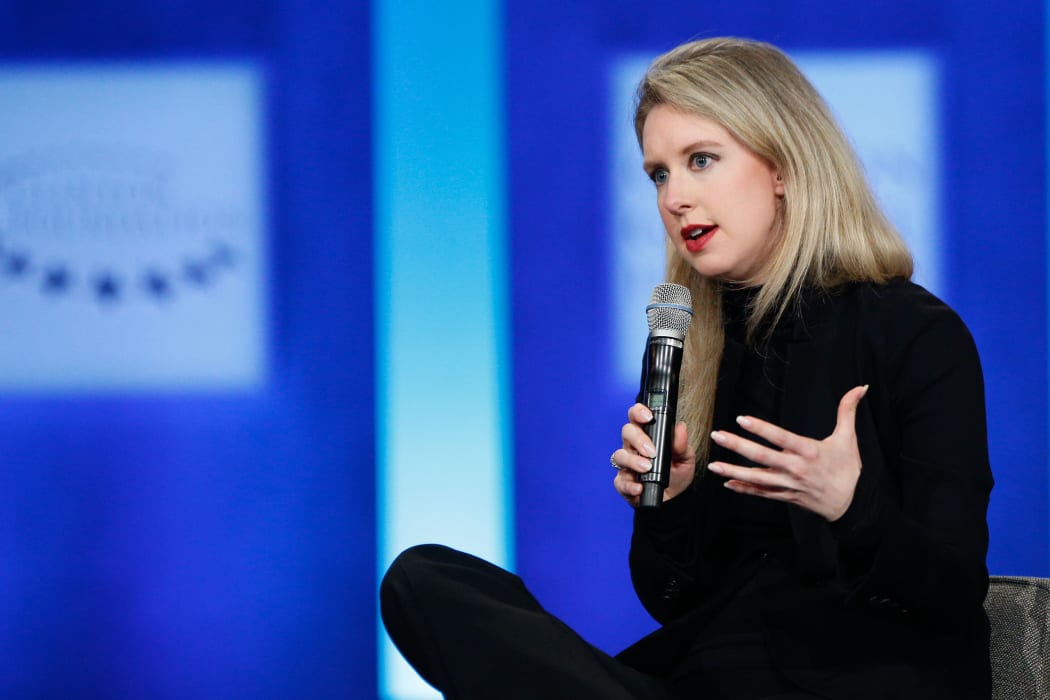NEW YORK, NY - SEPTEMBER 29: Elizabeth Holmes speaks on stage during the closing session of the Clinton Global Initiative 2015 on September 29, 2015 in New York City.   JP Yim/Getty Images/AFP