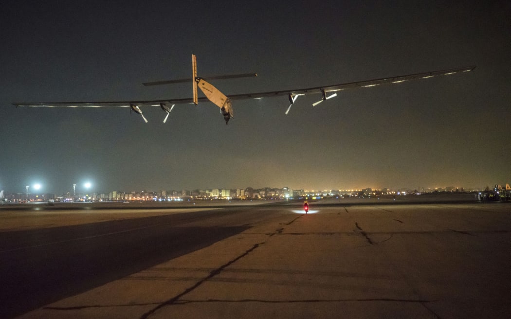 Solar Impulse 2 takes off from Abu Dhabi to begin its journey around the globe without fuel.
