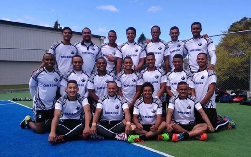 The Fiji men's hockey team at the Oceania Cup.