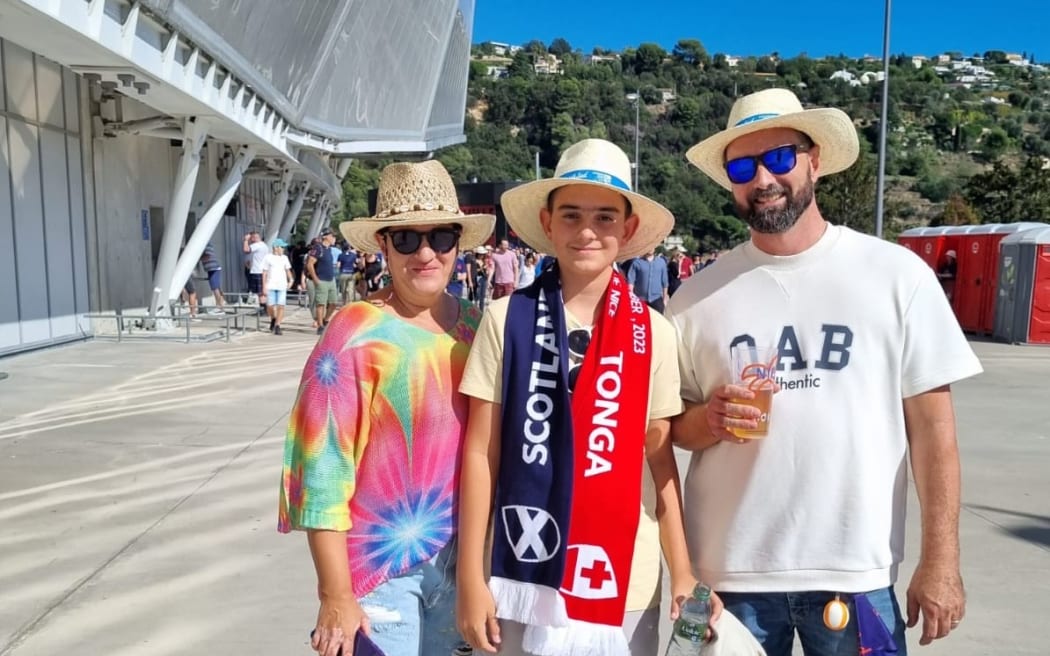 Tongan fans at the Tonga v Scotland match for the 2023 Rugby World Cup in Nice, France.