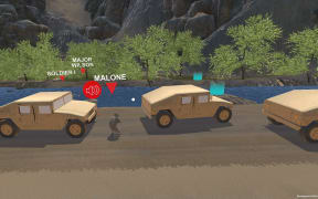A scene from The Valley VR app which animates the battle of Baghak landscape.