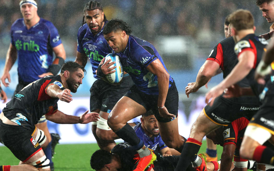 Blues Rieko Ioane during  the Super Rugby Paciﬁc Final - Blues v Chiefs at Eden Park, Auckland - New Zealand   22  June  2024       Photo: Brett Phibbs / www.photosport.nz