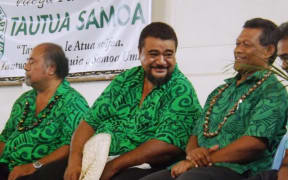 Tautua Samoa party candidate, Tu'ula Kiliri (middle) with other party candidates.