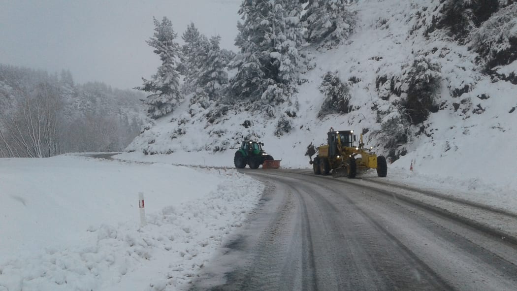 Route 70, the Waiau / Mt Lyford road in Canterbury,closed by snow.