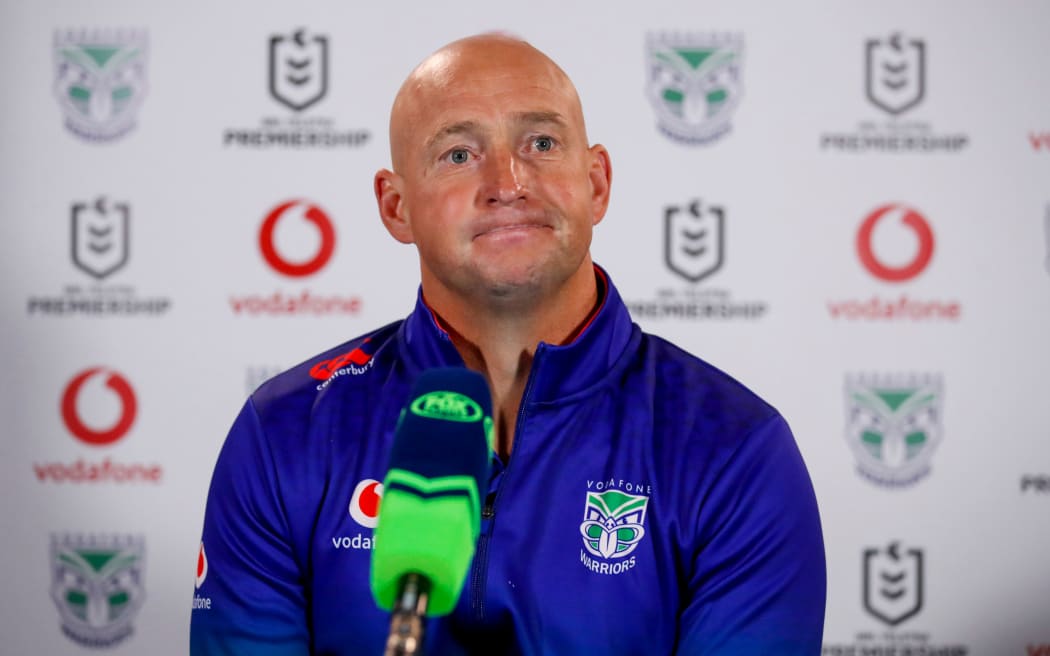 Warriors coach Nathan Brown at the post-match press conference following his side's golden point defeat to the Dragons at Central Coast Stadium, Gosford, NSW, Australia, Friday 2nd July 2021.
