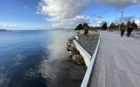 The newly-opened Rotorua lakefront on Saturday.