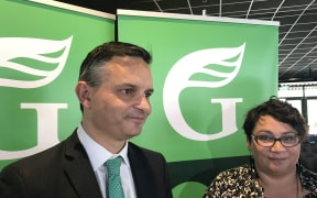 Metiria Turei and James Shaw at the Green Party campaign launch in Nelson.
