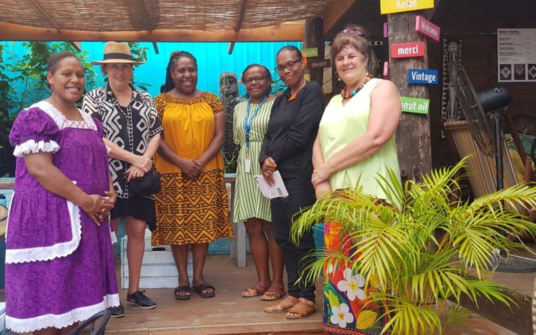 Anna Borzi visiting writers in Vanuatu.