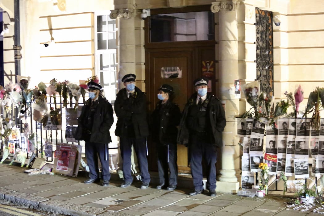 A view of the embassy building of Myanmar after Myanmar's Ambassador to London, Kyaw Zwar Minn was prevented from entering the embassy building.