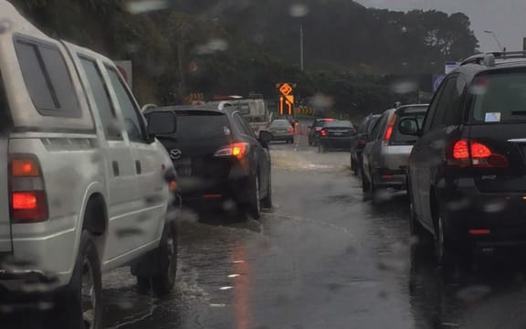 Gridlock in Wellington as a result of the rain.